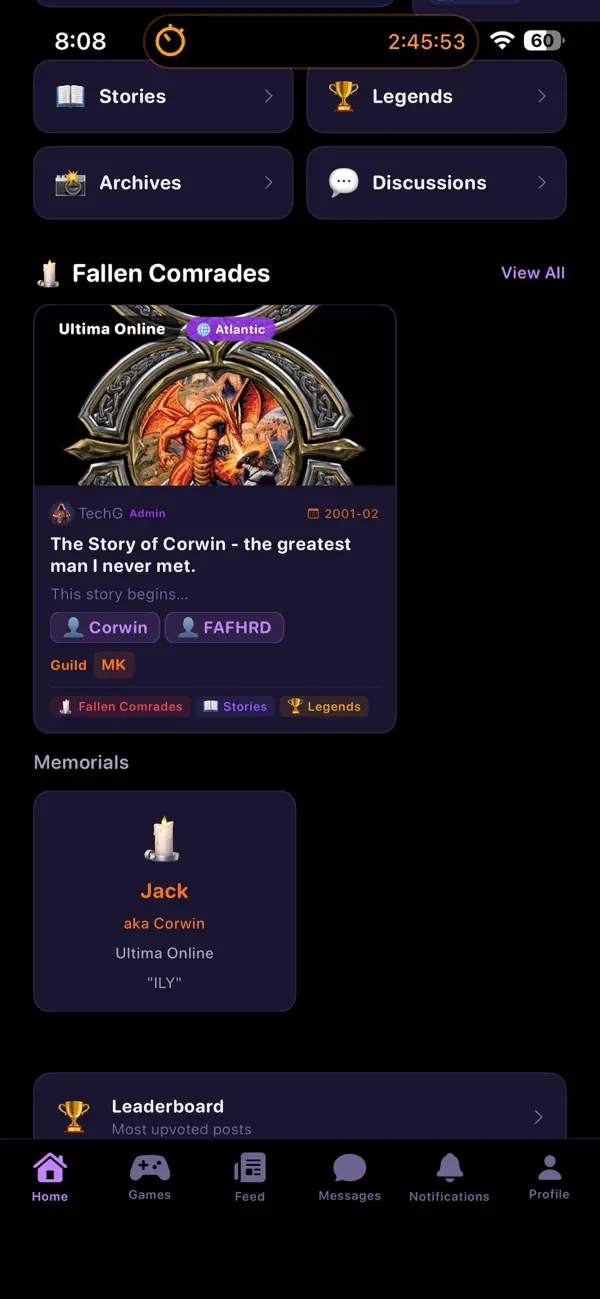 Game Historic app — archive
