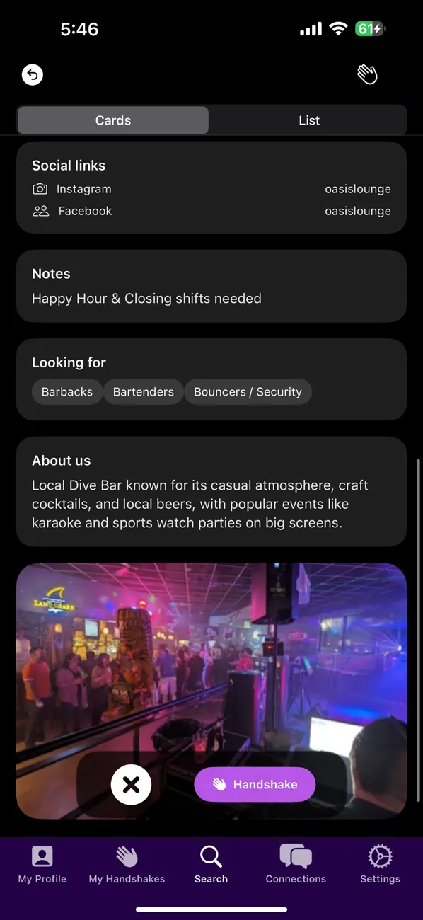 ServIndy app — profiles